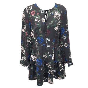 JACK by BB DAKOTA floral tiered long sleeve dress bell sleeve peplum 6 Ruffle
